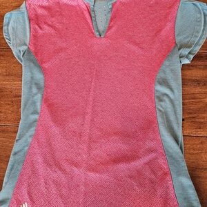 adidas Pink and Blue Short Sleeve Tee